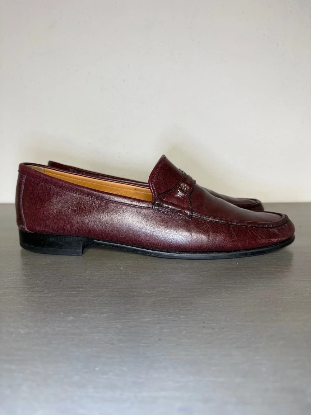 Bruno Magli Genoa Men's Italian Leather Loafers Burgundy Size 10.5 Made in Italy
